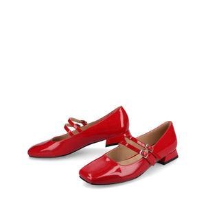 GREDAH MARY JANE DRESS FLATS IN WIDE - Red Patent