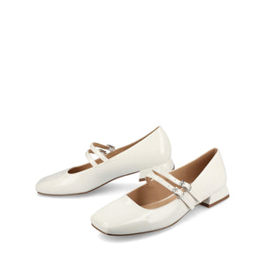 GREDAH MARY JANE DRESS FLATS IN WIDE - White Patent