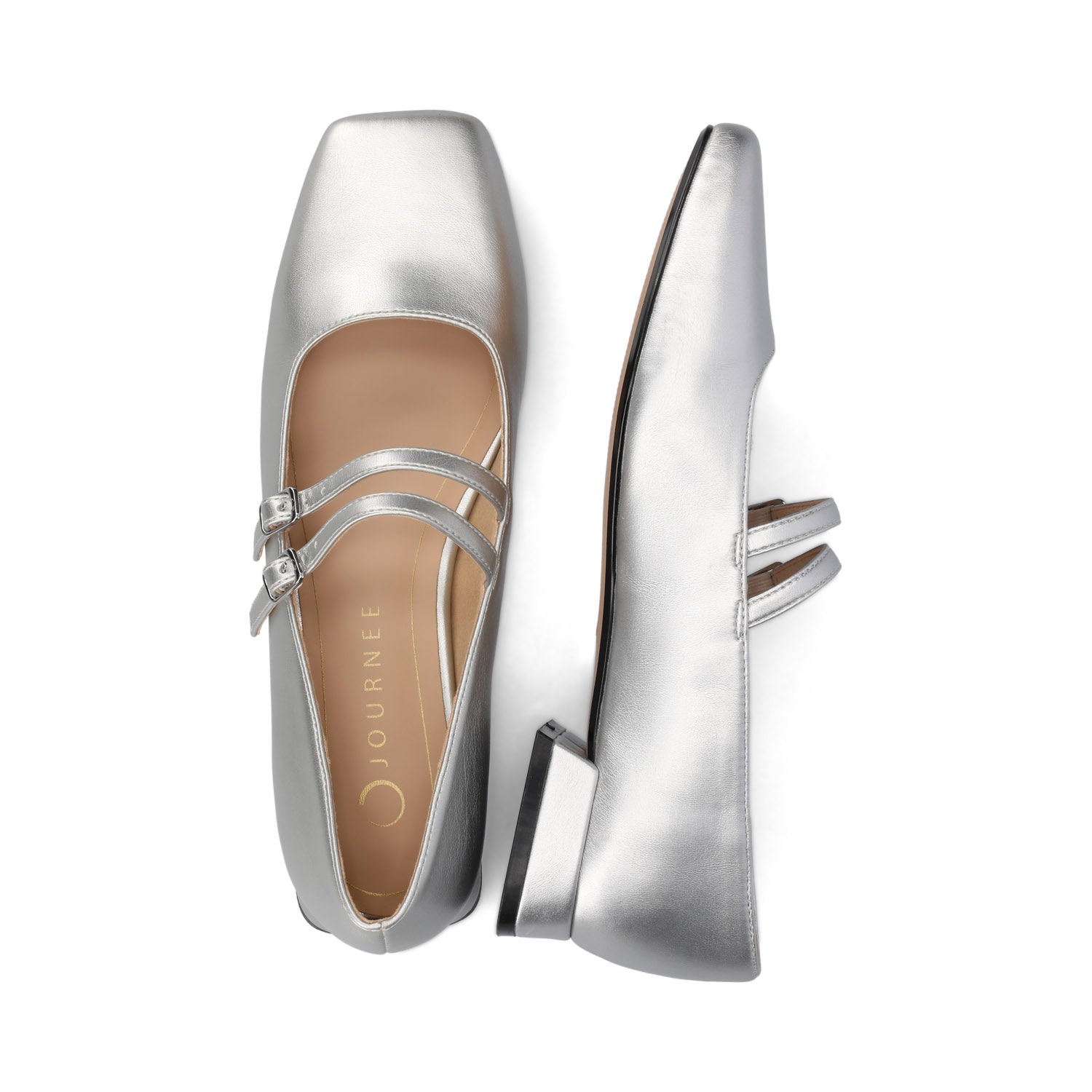 GREDAH MARY JANE FLATS IN VEGAN LEATHER - Silver PU