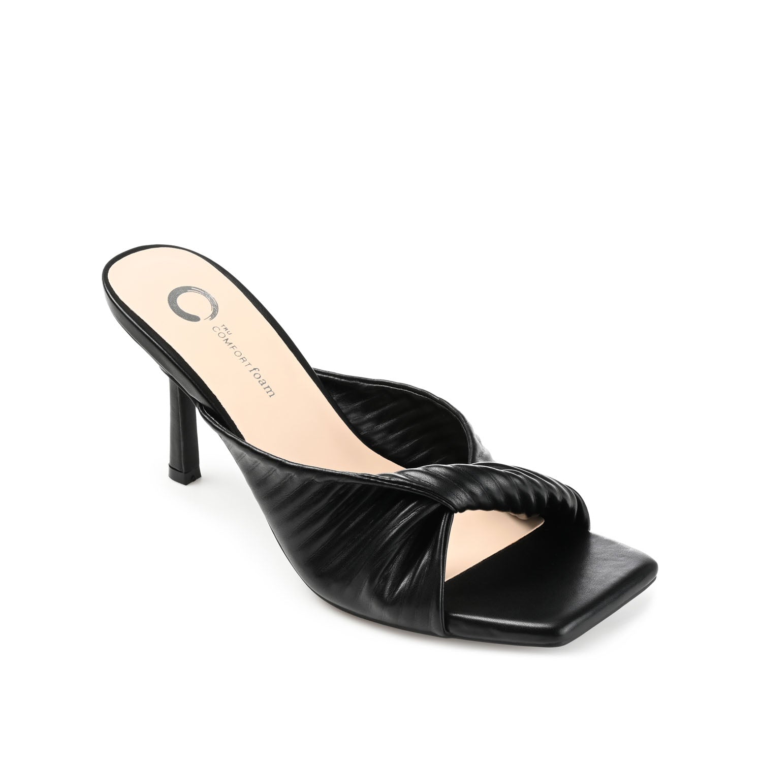GREER MULE HEELS IN VEGAN LEATHER - Black