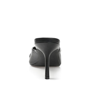 GREER MULE HEELS IN VEGAN LEATHER - Black