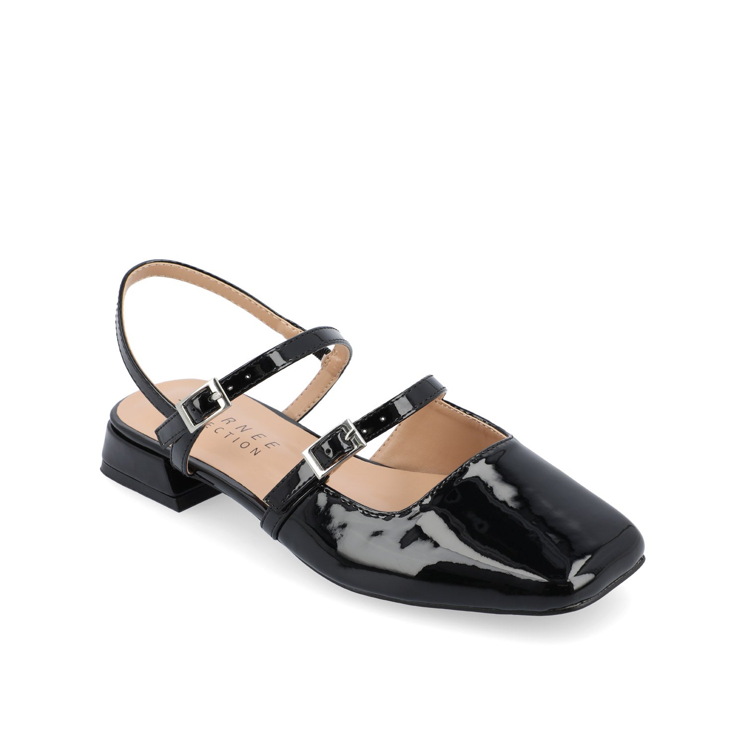 GRETCHENN HEELED FLATS IN PATENT - Black