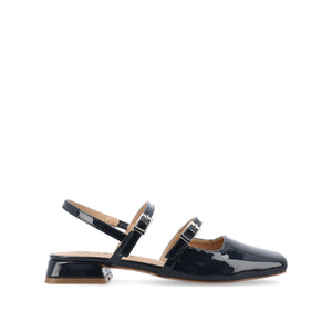 GRETCHENN HEELED FLATS IN PATENT - Navy Nubuck