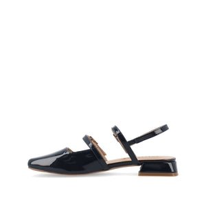 GRETCHENN HEELED FLATS IN PATENT - Navy Nubuck