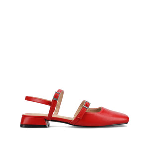 GRETCHENN HEELED FLATS IN VEGAN LEATHER IN WIDE - Red PU
