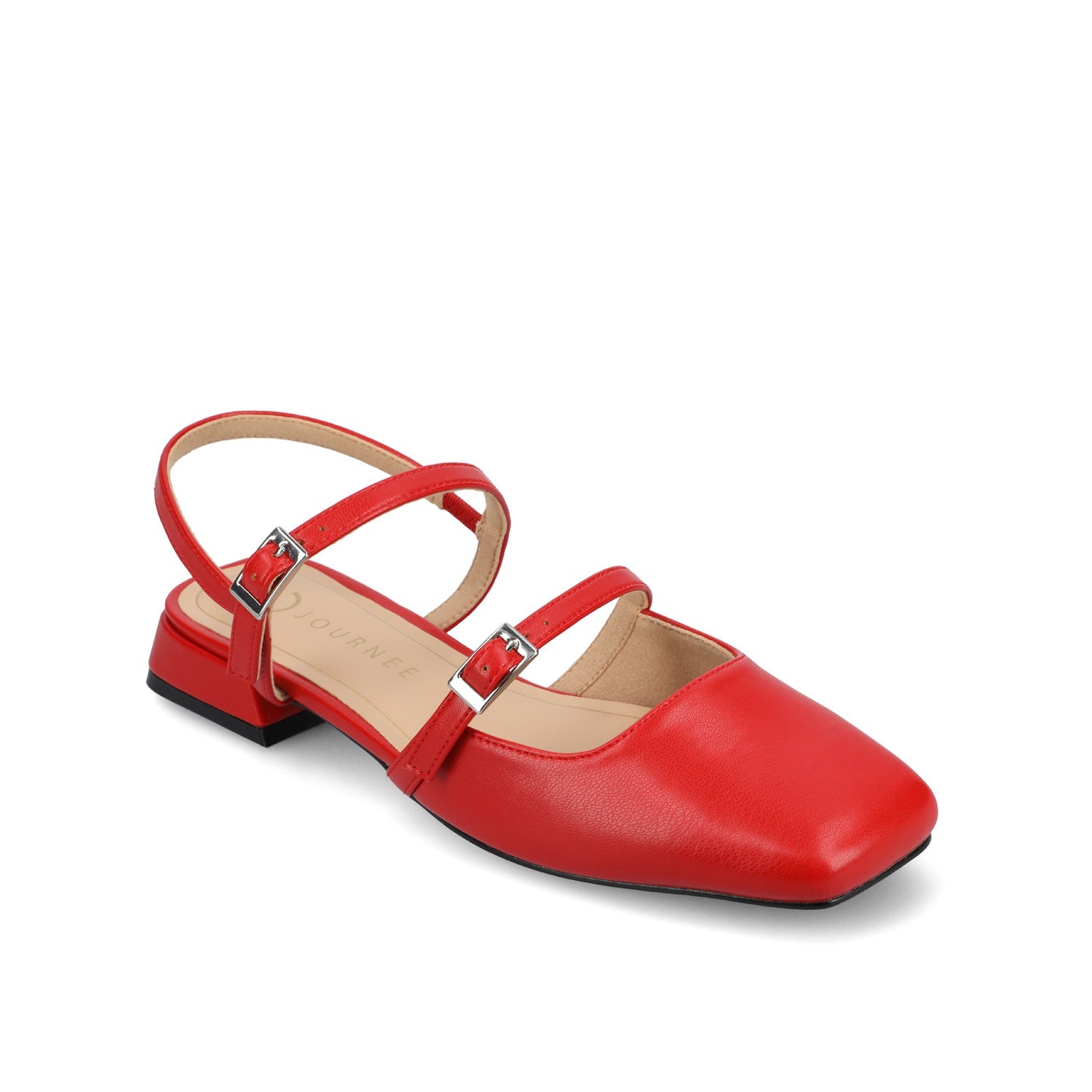 GRETCHENN HEELED FLATS IN VEGAN LEATHER IN WIDE - Red PU
