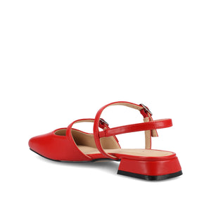 GRETCHENN HEELED FLATS IN VEGAN LEATHER IN WIDE - Red PU