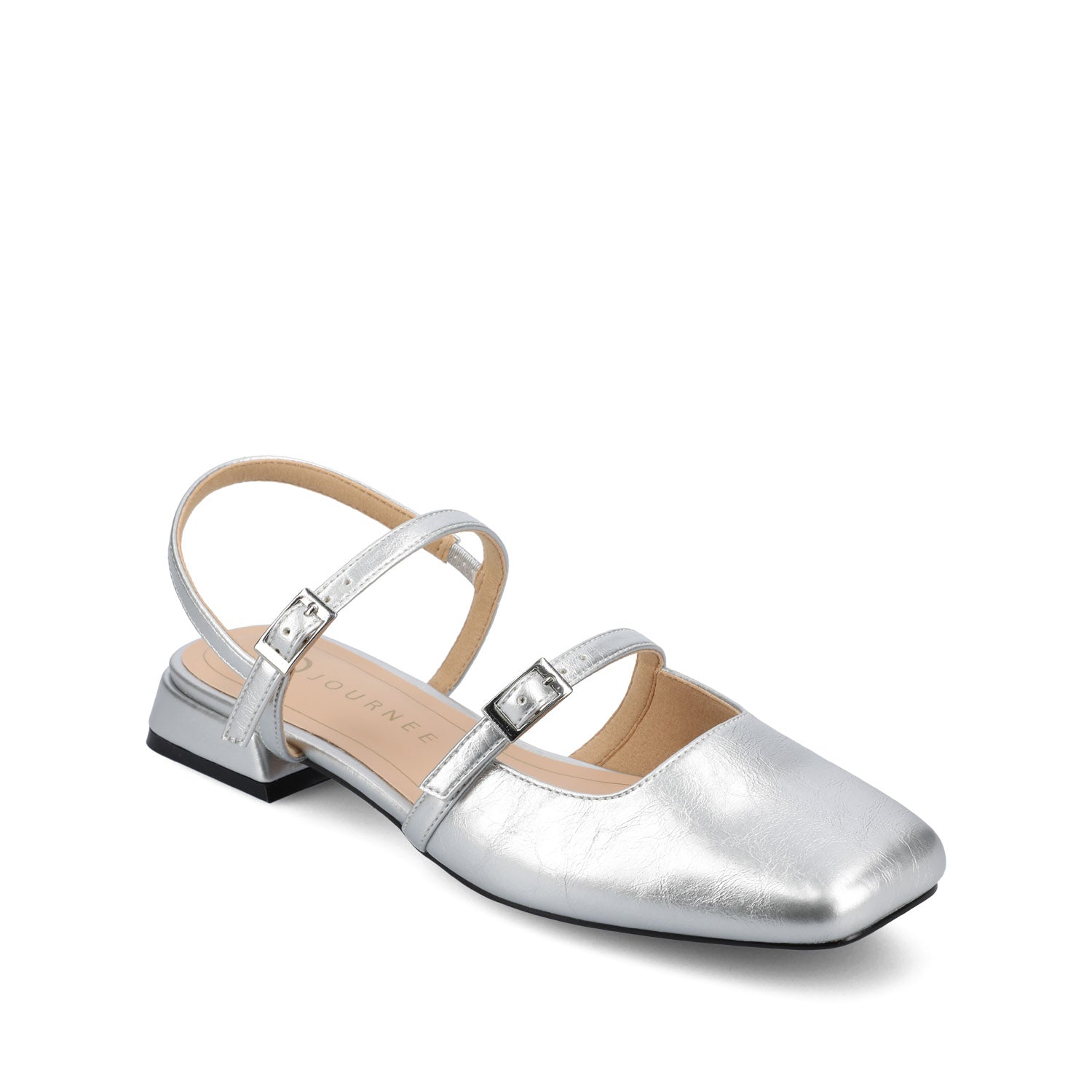 GRETCHENN HEELED FLATS IN VEGAN LEATHER - Silver