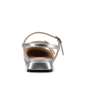 GRETCHENN HEELED FLATS IN VEGAN LEATHER - Silver