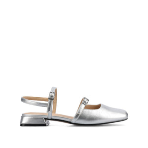 GRETCHENN HEELED FLATS IN VEGAN LEATHER IN WIDE - Silver