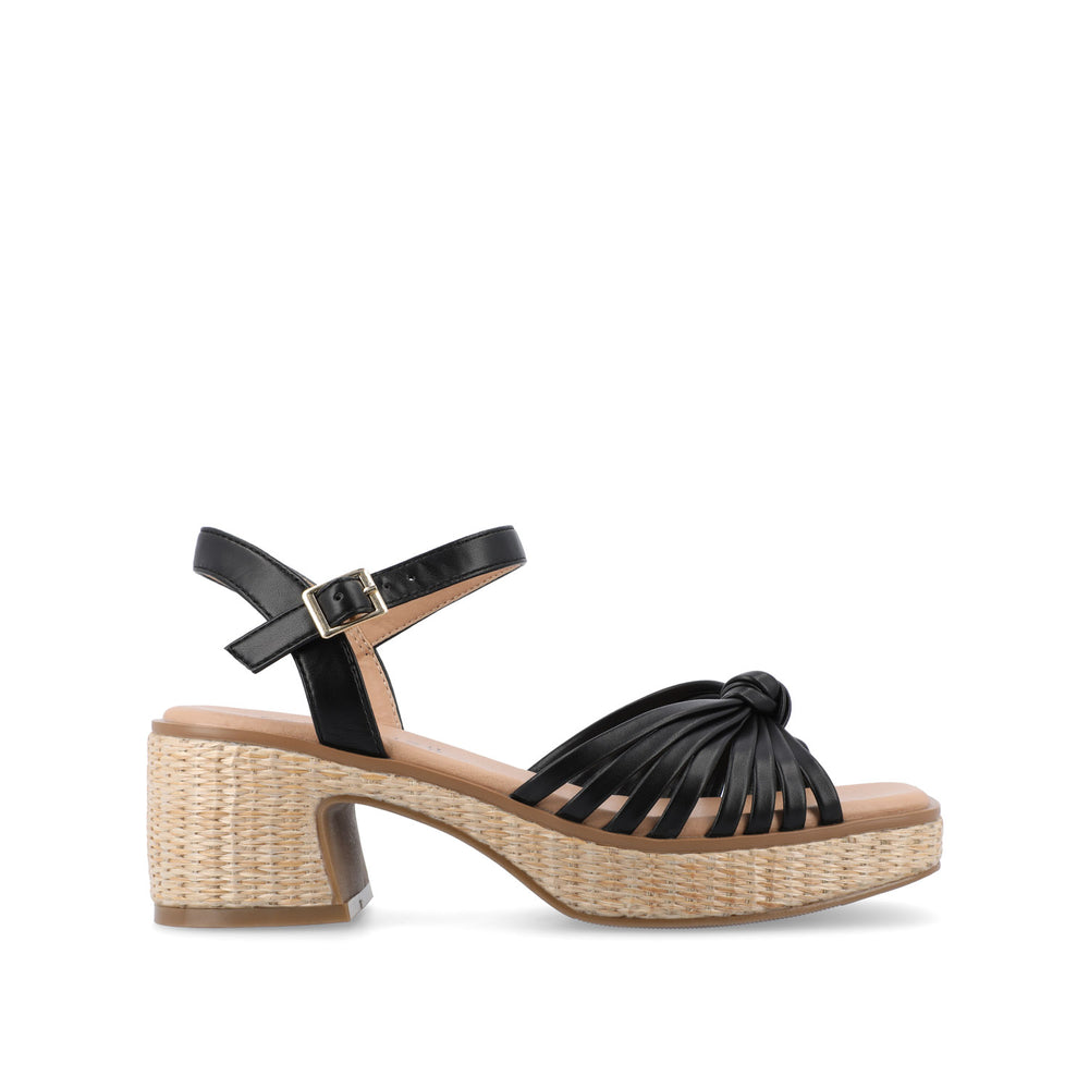 HALLY BLOCK HEEL SANDALS IN FAUX LEATHER