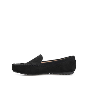 HALSEY MOC TOE LOAFER FLATS IN WIDE - Black Suede