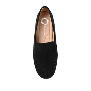 HALSEY MOC TOE LOAFER FLATS IN FAUX SUEDE - Black Suede
