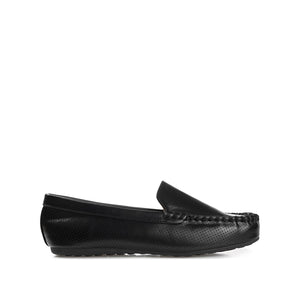 HALSEY MOC TOE LOAFER FLATS IN FAUX SUEDE - Black