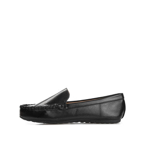 HALSEY MOC TOE LOAFER FLATS IN FAUX SUEDE - Black