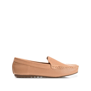 HALSEY MOC TOE LOAFER FLATS IN WIDE - Cognac