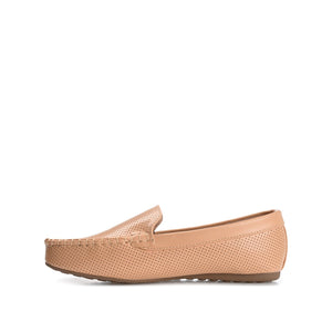 HALSEY MOC TOE LOAFER FLATS IN FAUX SUEDE - Cognac