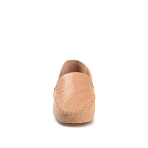 HALSEY MOC TOE LOAFER FLATS IN FAUX SUEDE - Cognac