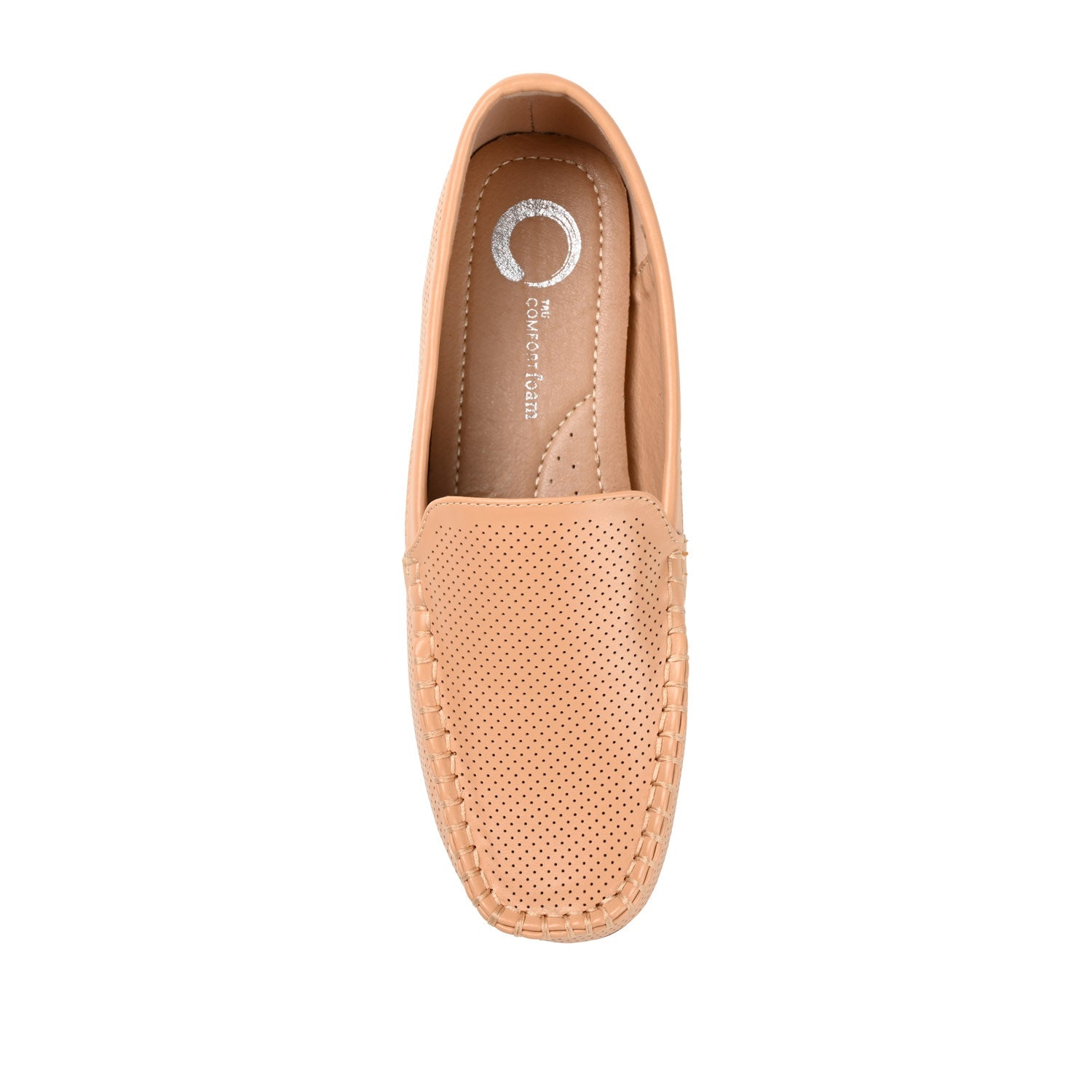 HALSEY MOC TOE LOAFER FLATS IN FAUX SUEDE - Cognac