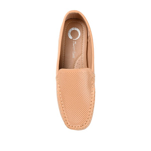 HALSEY MOC TOE LOAFER FLATS IN FAUX SUEDE - Cognac