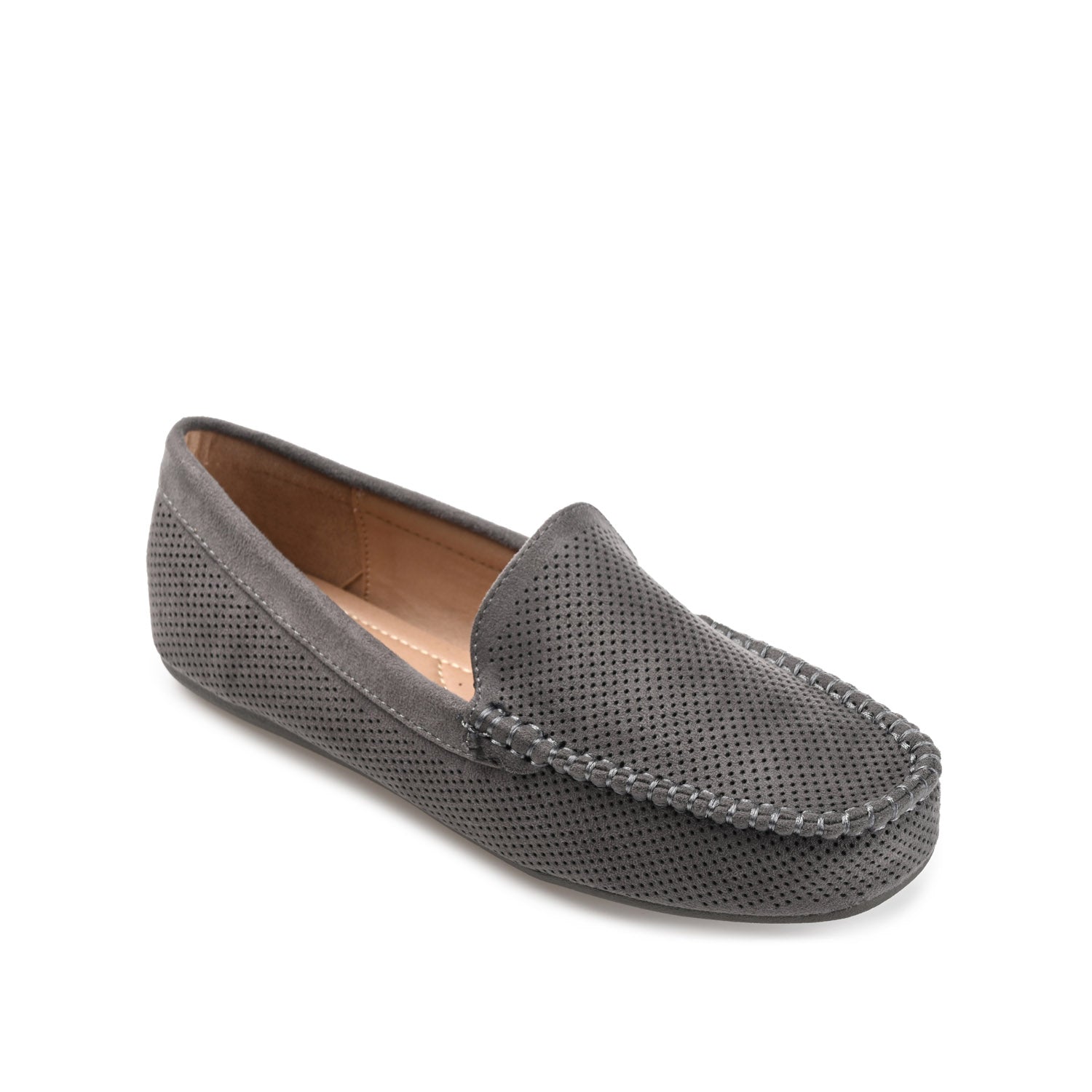 HALSEY MOC TOE LOAFER FLATS IN FAUX SUEDE - Grey
