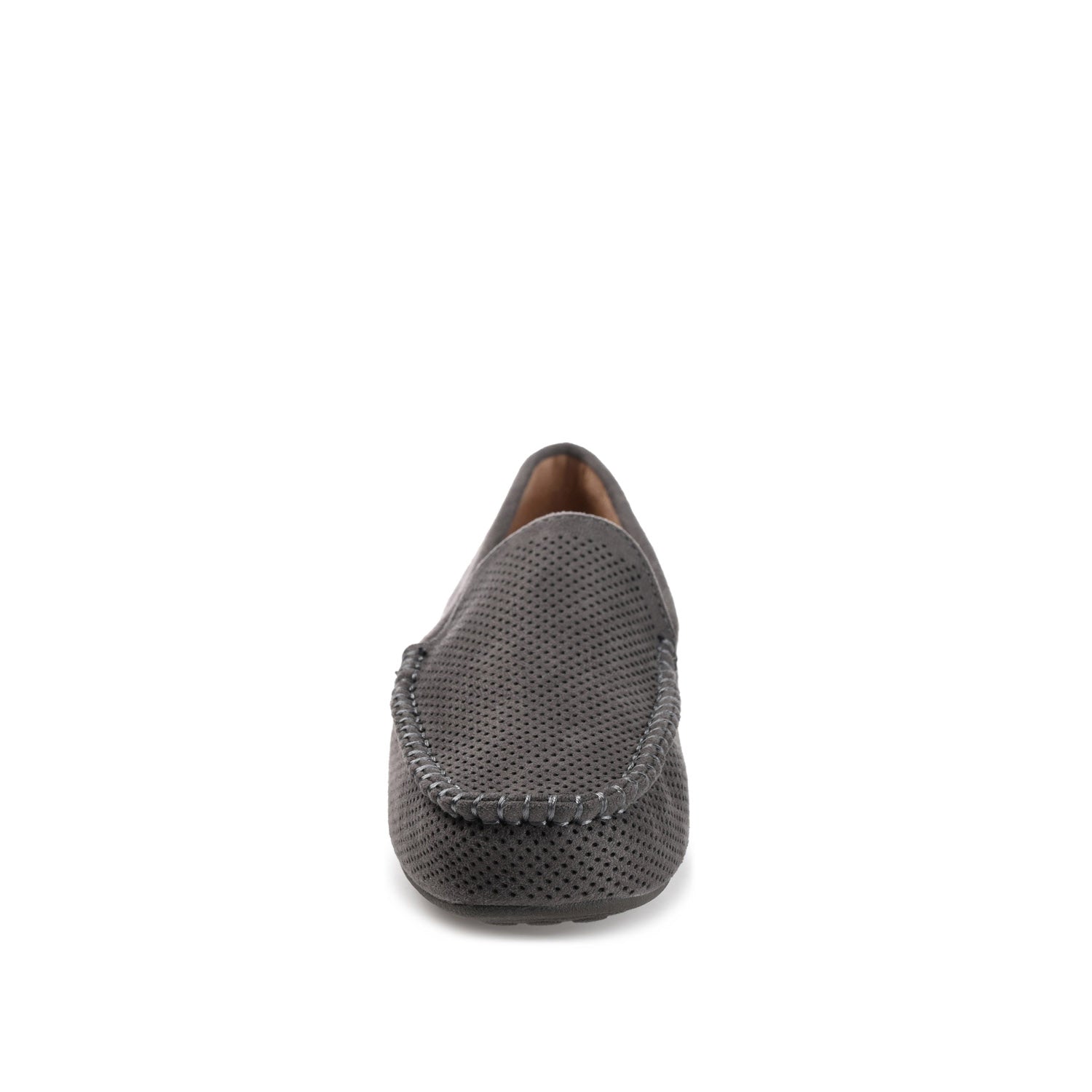 HALSEY MOC TOE LOAFER FLATS IN FAUX SUEDE - Grey