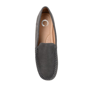 HALSEY MOC TOE LOAFER FLATS IN FAUX SUEDE - Grey