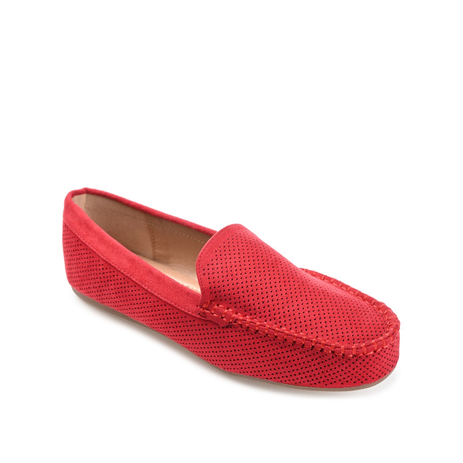 HALSEY MOC TOE LOAFER FLATS IN WIDE - Red