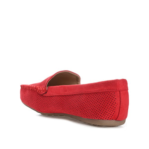 HALSEY MOC TOE LOAFER FLATS IN WIDE - Red