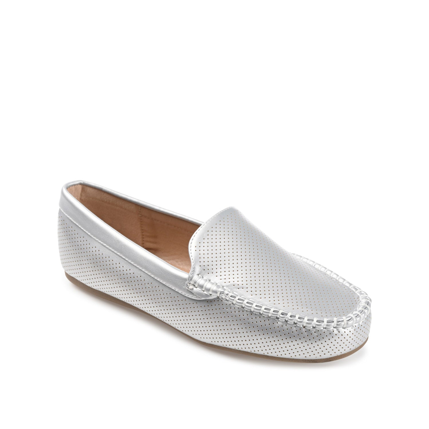 HALSEY MOC TOE LOAFER FLATS IN FAUX SUEDE - Silver