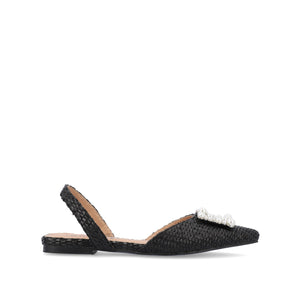 HANNAE SLINGBACK FLATS - Black Faux Raffia