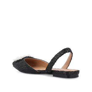 HANNAE SLINGBACK FLATS - Black Faux Raffia