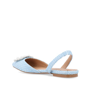 HANNAE SLINGBACK FLATS IN WIDE - Blue Faux Raffia