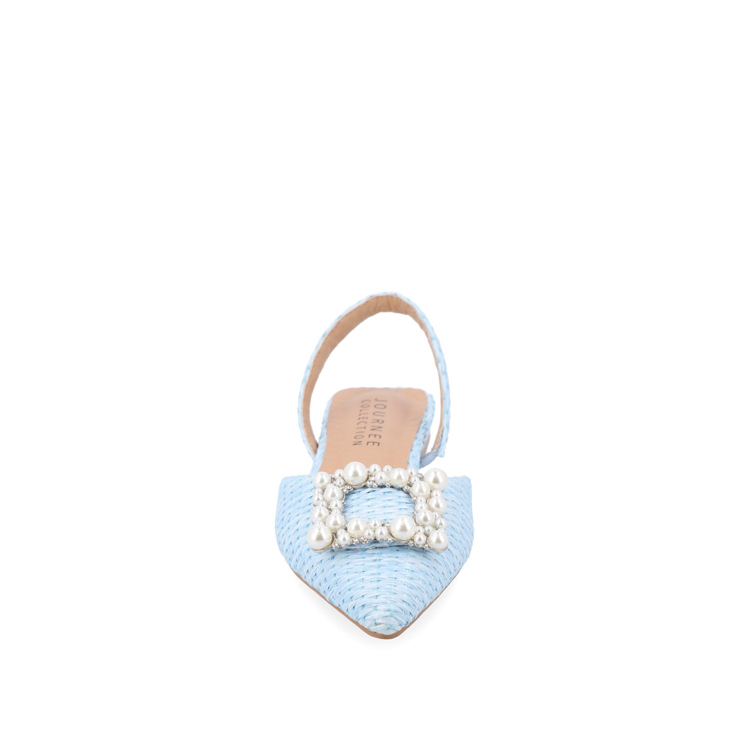 HANNAE SLINGBACK FLATS IN WIDE - Blue Faux Raffia