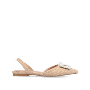 HANNAE SLINGBACK FLATS IN WIDE - Natural Faux Raffia
