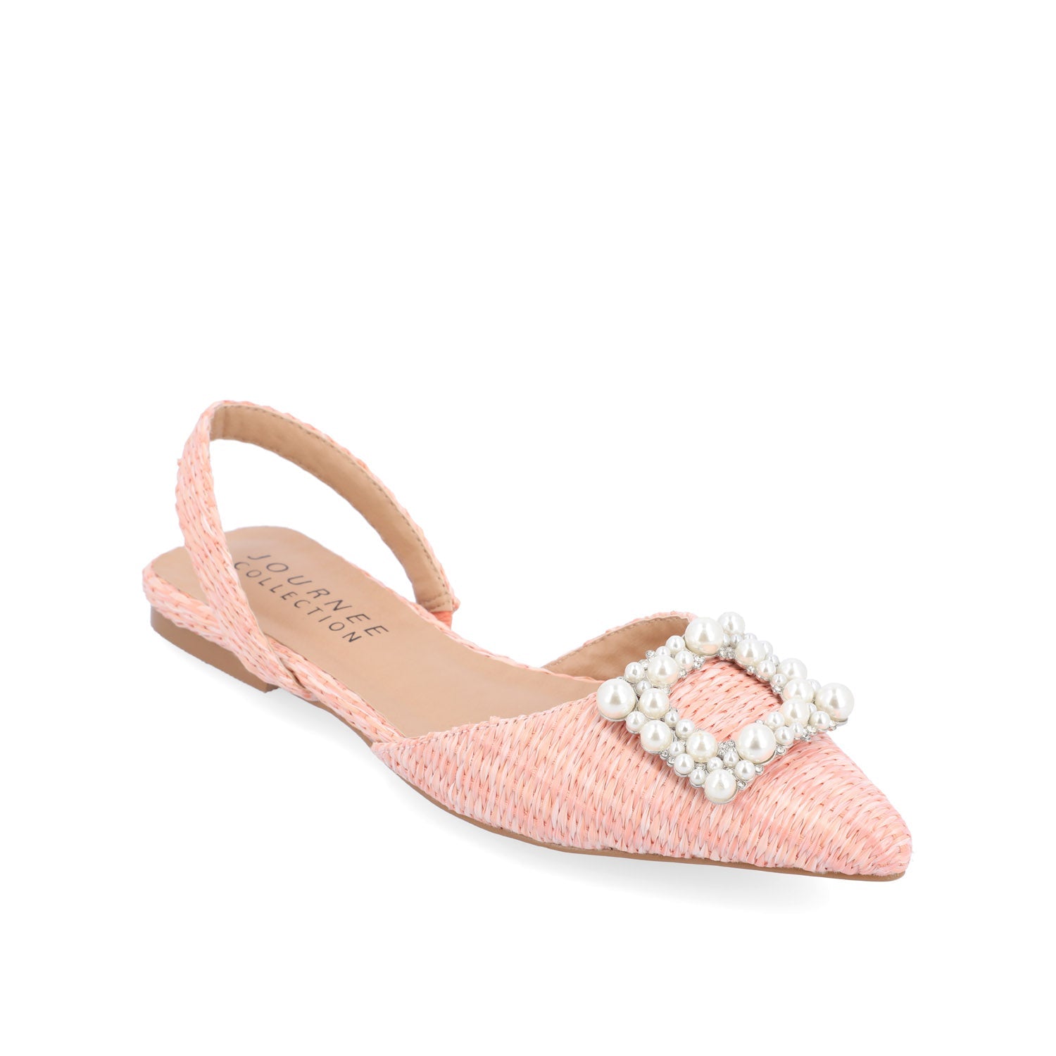 HANNAE SLINGBACK FLATS IN WIDE - Pink Faux Raffia