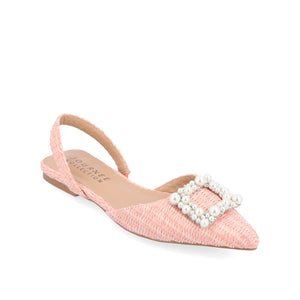 HANNAE SLINGBACK FLATS - Pink Faux Raffia