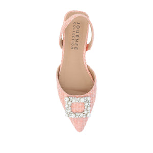 HANNAE SLINGBACK FLATS - Pink Faux Raffia
