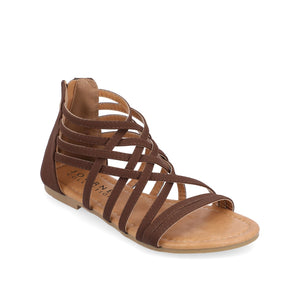 HANNI GLADIATOR SANDALS IN VEGAN LEATHER - Brown PU