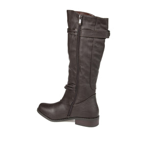 HARLEY RIDING BOOTS IN WIDE CALF - Brown PU