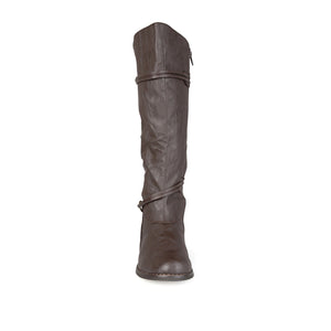 HARLEY RIDING BOOTS IN WIDE CALF - Brown PU