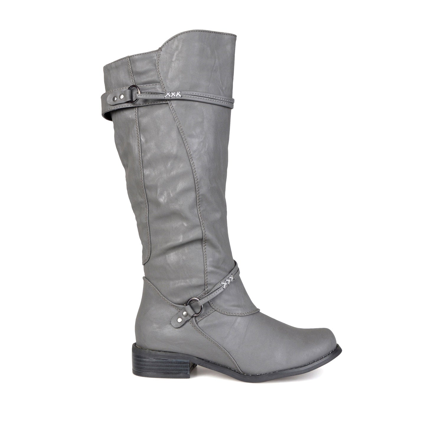 HARLEY RIDING BOOTS IN WIDE CALF - Grey PU