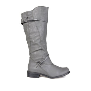 HARLEY RIDING BOOTS IN WIDE CALF - Grey PU