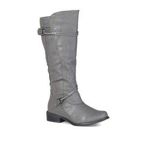 HARLEY RIDING BOOTS IN WIDE CALF - Grey PU