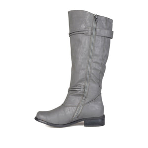 HARLEY RIDING BOOTS IN WIDE CALF - Grey PU