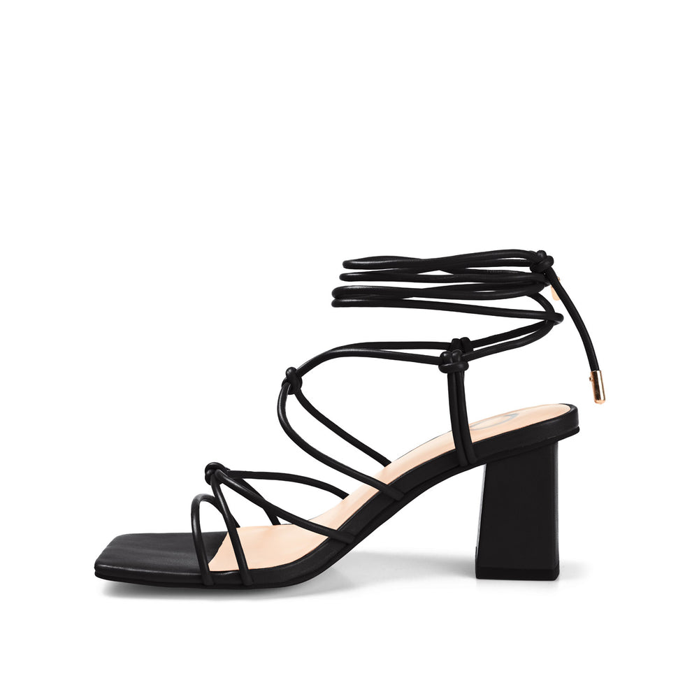 HARPR STRAPPY HEELS IN FAUX LEATHER