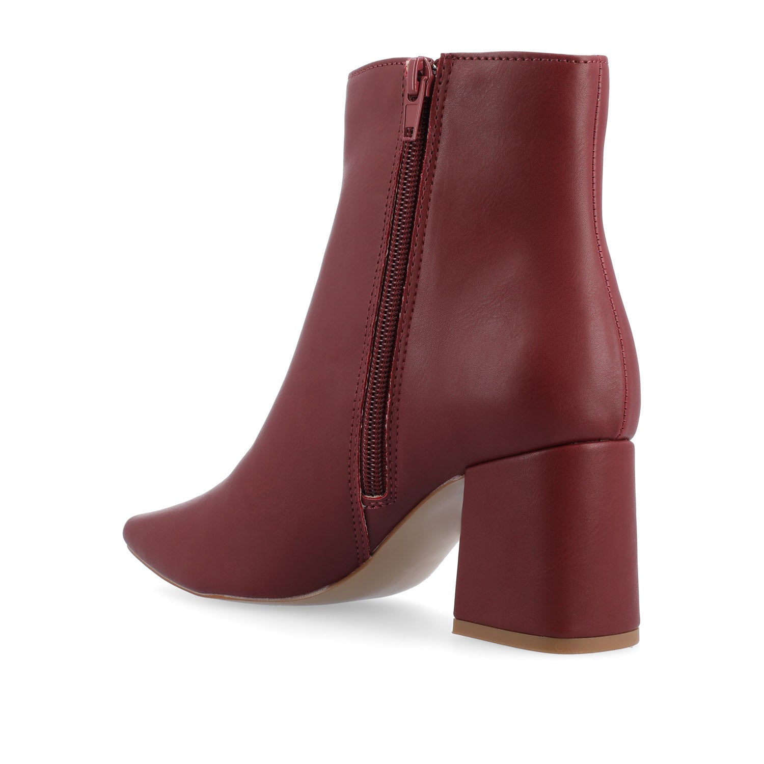 HAYLINN SQUARE TOE BOOTIES IN VEGAN LEATHER - Brick PU