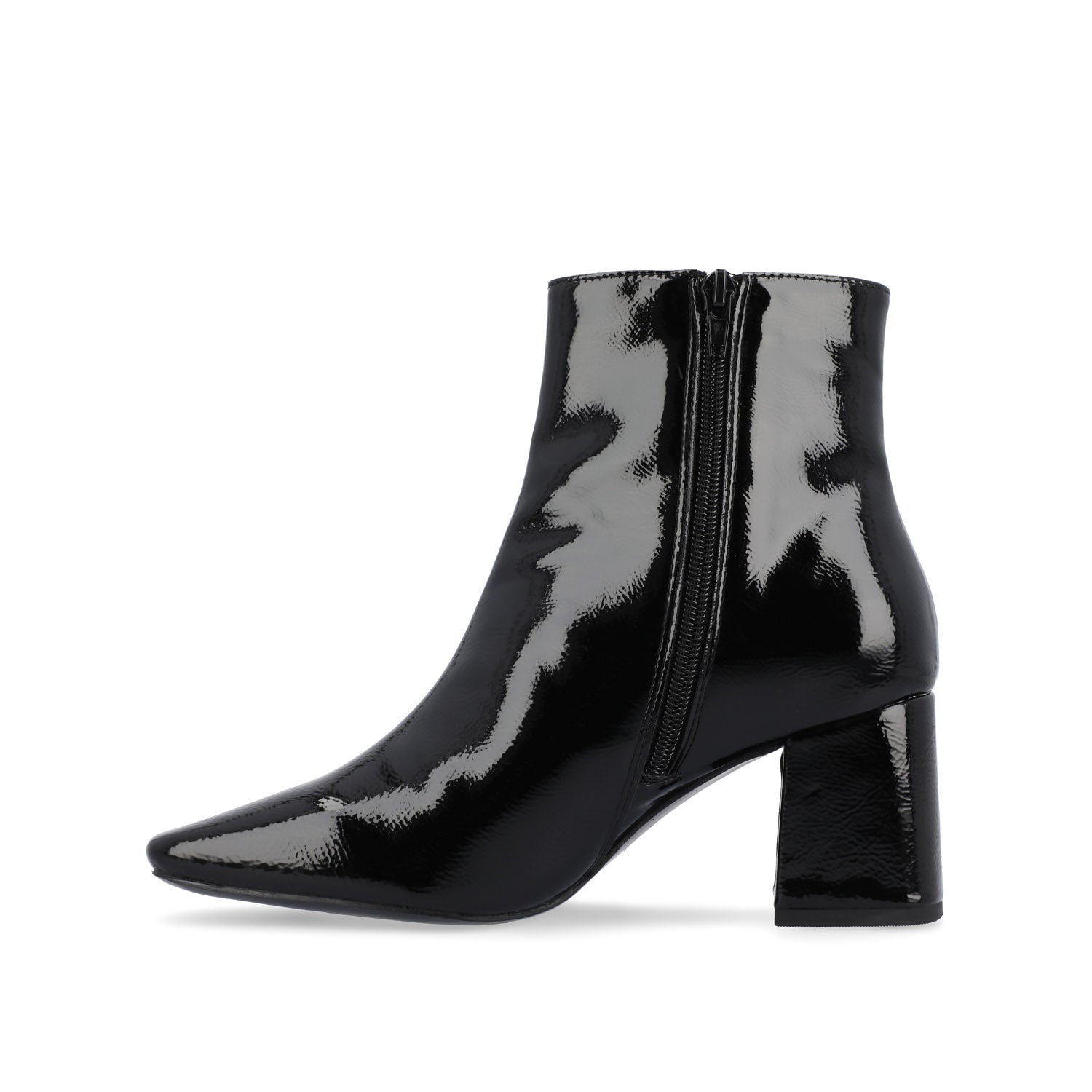 HAYLINN SQUARE TOE BOOTIES IN WIDE WIDTH - Black Patent