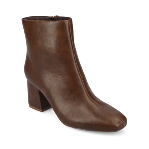 HAYLINN SQUARE TOE BOOTIES IN VEGAN LEATHER - Chocolate