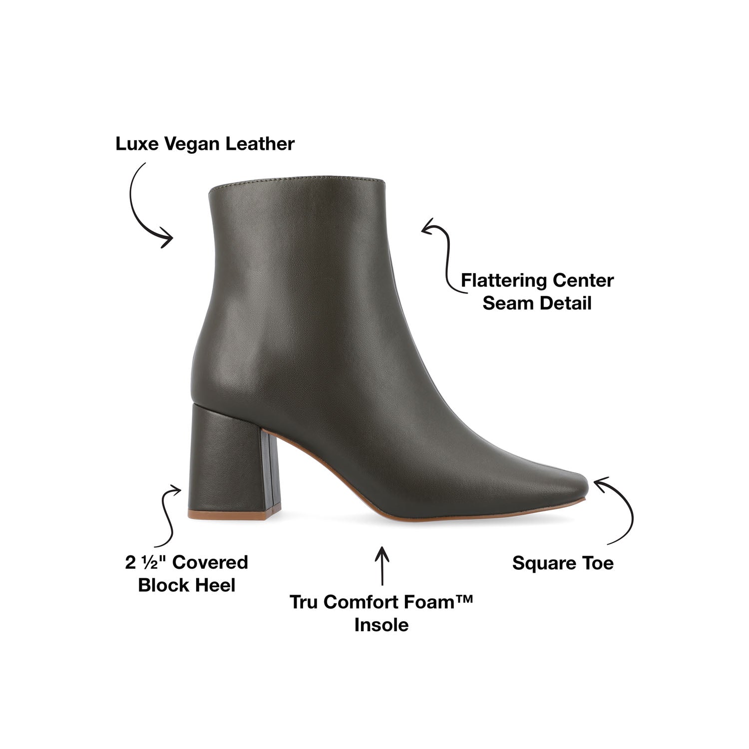 HAYLINN SQUARE TOE BOOTIES IN VEGAN LEATHER - Green PU
